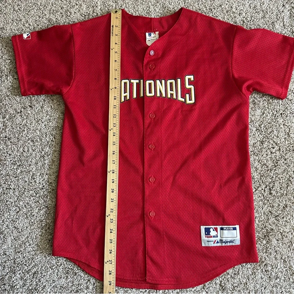 VTG Y2K Majestic Washington Nationals MLB Red Mesh Jersey Boys Youth XL Made USA